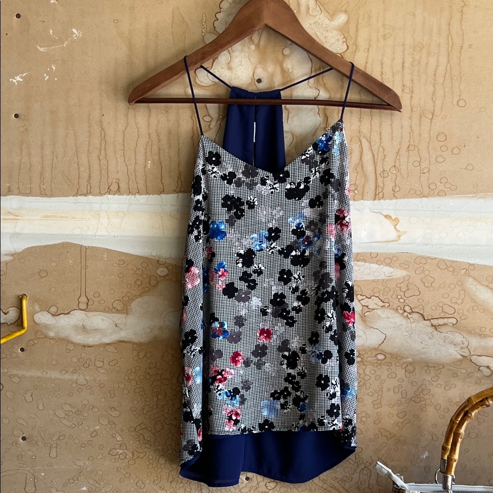 Navy Floral spaghetti straps Top